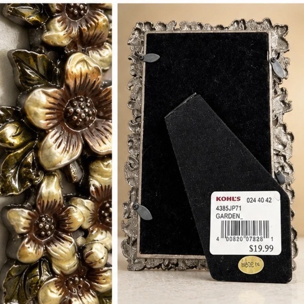 Kohls Garden Bronze Floral 4x6 Photo Frame Vintage Style Metallic Flower Border